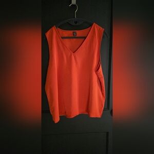 SHEIN Vivid Orange V-Neck Sleeveless Blouse
